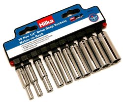 Hilka - 10 Piece 1/4 inch Deep Sockets MM